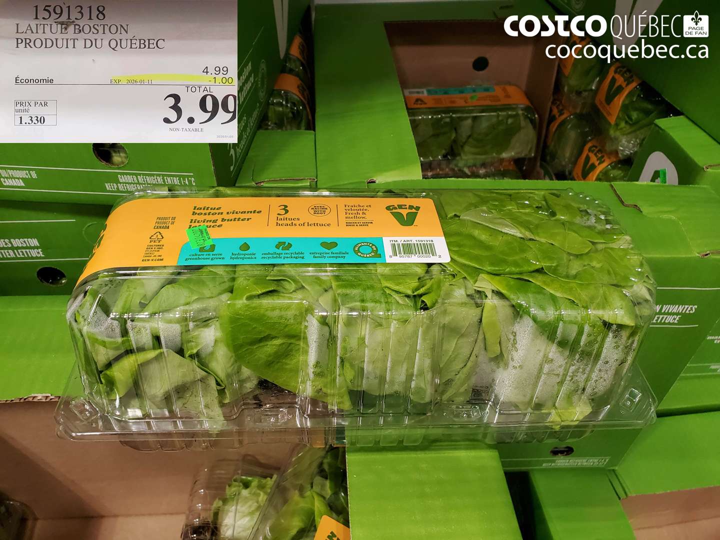 1591318 Laitue Boston, Produit du Québec ($1.00 INSTANT SAVINGS EXPIRES ON 2026-01-11) $3.99
