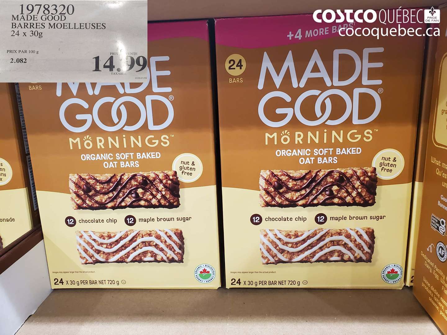 1978320 MADE GOOD BARRES MOELLEUSES 24 x 30g $14.29