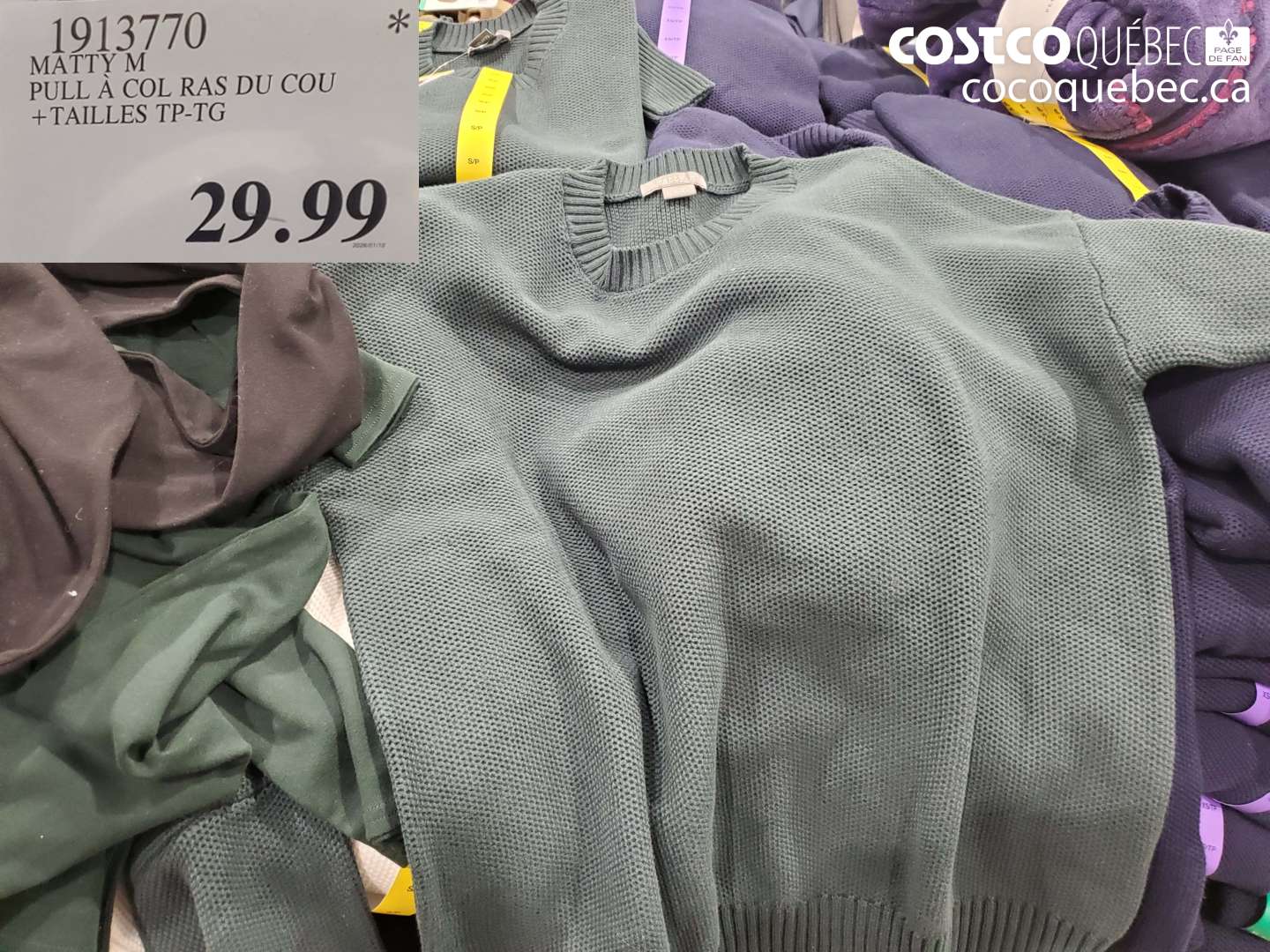 1913770 MATTY M PULL À COL RAS DU COU +TAILLES TP-TG $29.99