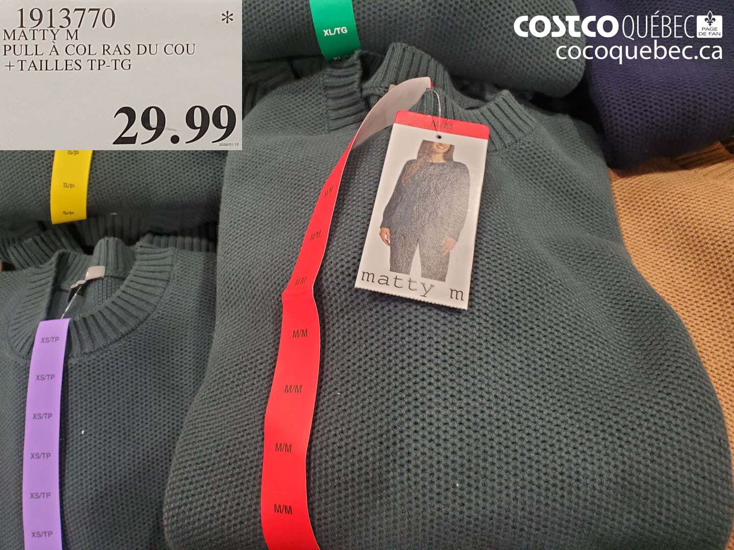 1913770 MATTY M PULL À COL RAS DU COU + TAILLES TP-TG (EXPIRES ON 2020-01-10) $29.99