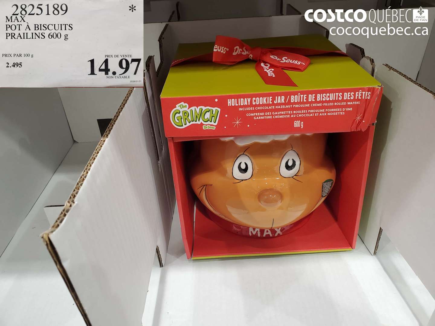 2825189 MAX POT À BISCUITS PRAILINS 600 g $14.97