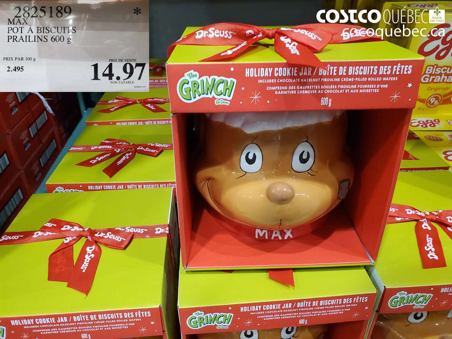 2825189 MAX POT À BISCUITS PRAILINS 600 g $14.97