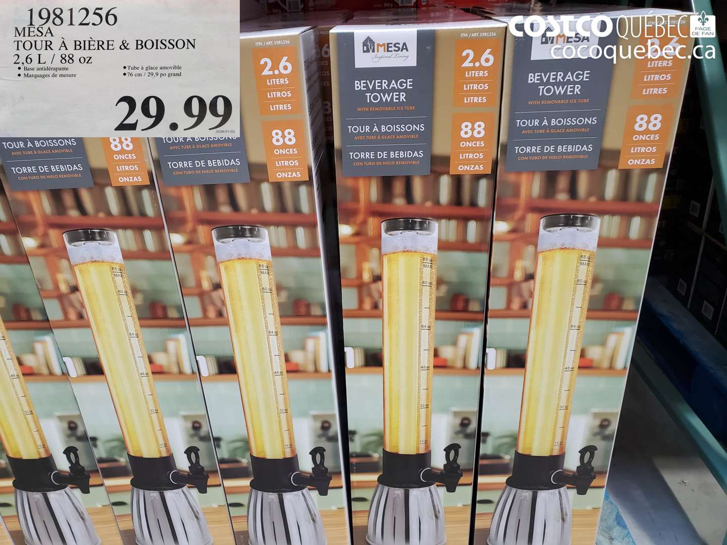 1981256 MESA TOUR À BIÈRE & BOISSON 2,6 L / 88 oz $29.99