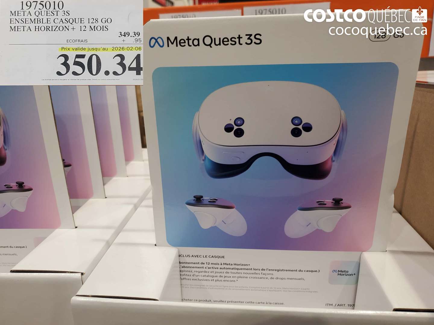 1975010 META QUEST 3S ENSEMBLE CASQUE 128 GO META HORIZON + 12 MOIS (EXPIRES ON 2026-02-06) $350.34
