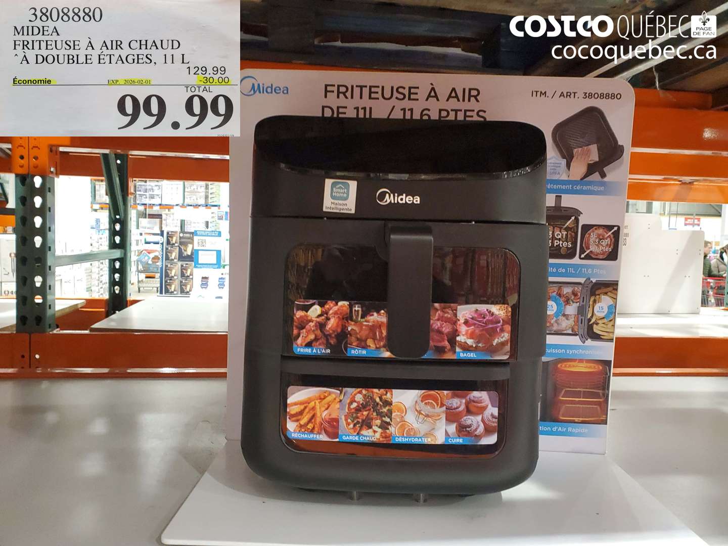 3808880 MIDEA FRITEUSE À AIR CHAUD À DOUBLE ÉTAGES, 11 L ($30.00 INSTANT SAVINGS EXPIRES ON 2026-02-01) $99.99