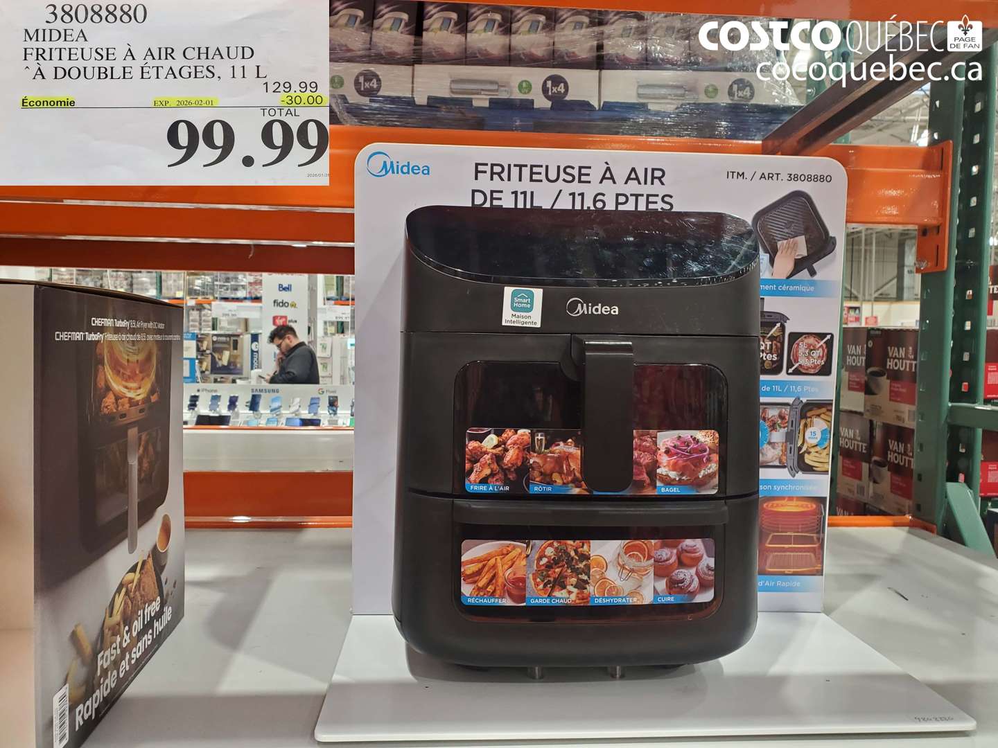 3808880 MIDEA FRITEUSE À AIR CHAUD À DOUBLE ÉTAGES, 11 L ($30.00 INSTANT SAVINGS EXPIRES ON 2026-02-01) $99.99