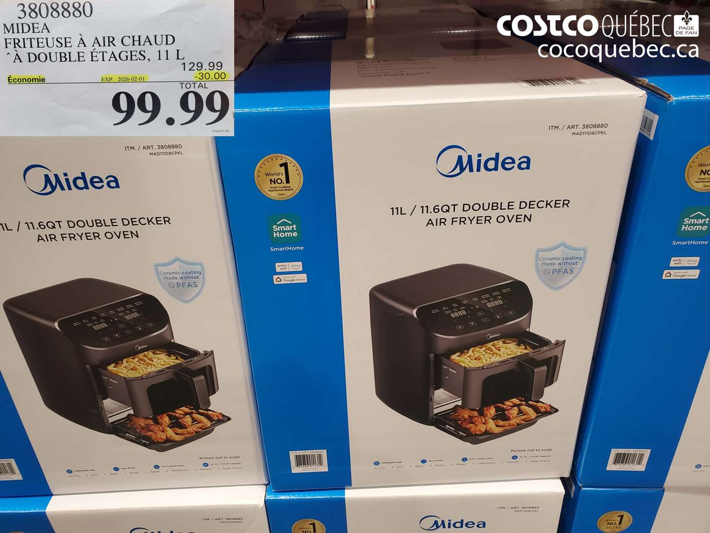 3808880 MIDEA FRITEUSE À AIR CHAUD À DOUBLE ÉTAGES, 11 L ($30.00 INSTANT SAVINGS EXPIRES ON 2026-02-01) $99.99