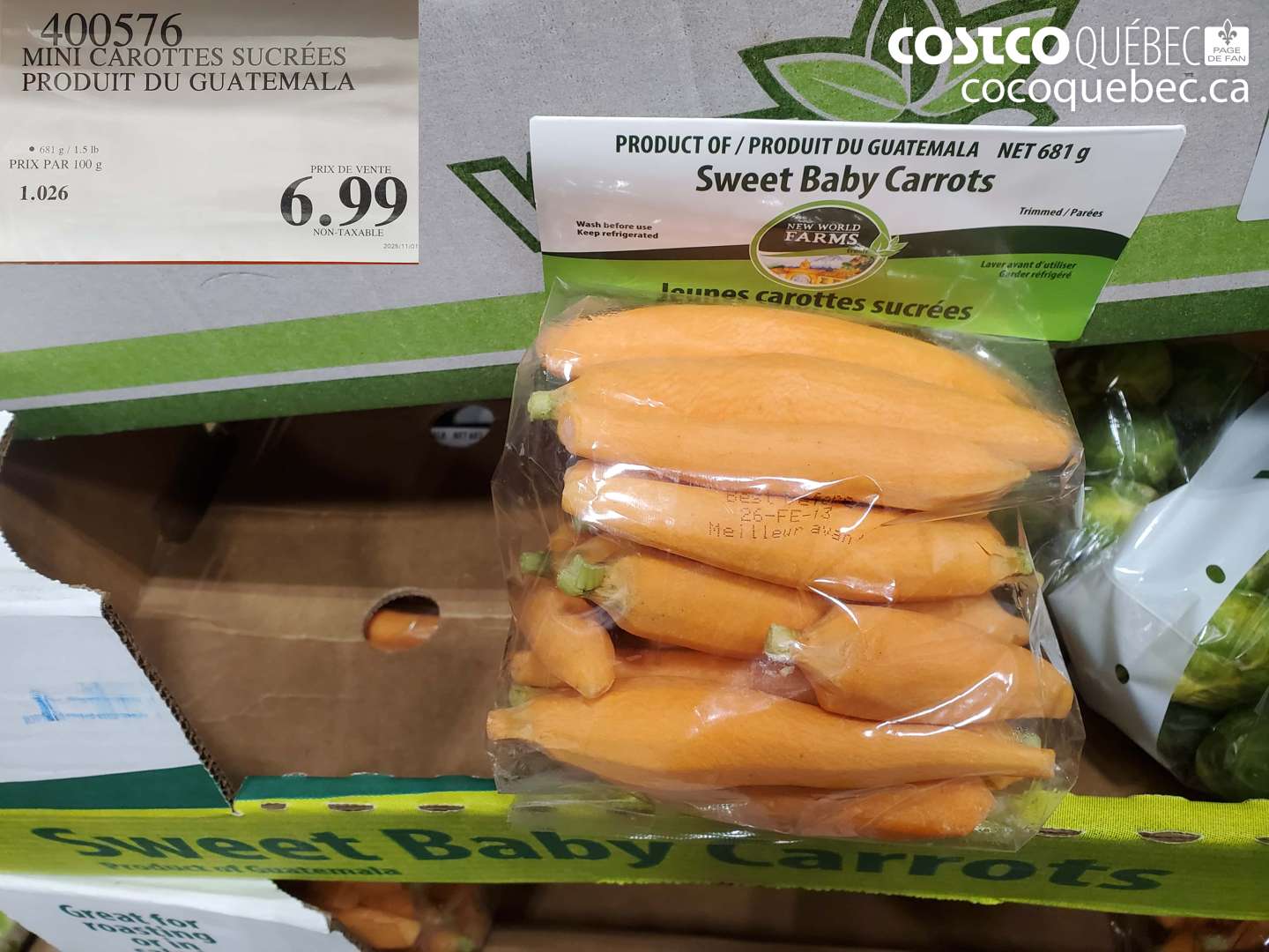 400576 MINI CAROTTES SUCRÉES PRODUIT DU GUATEMALA $6.99