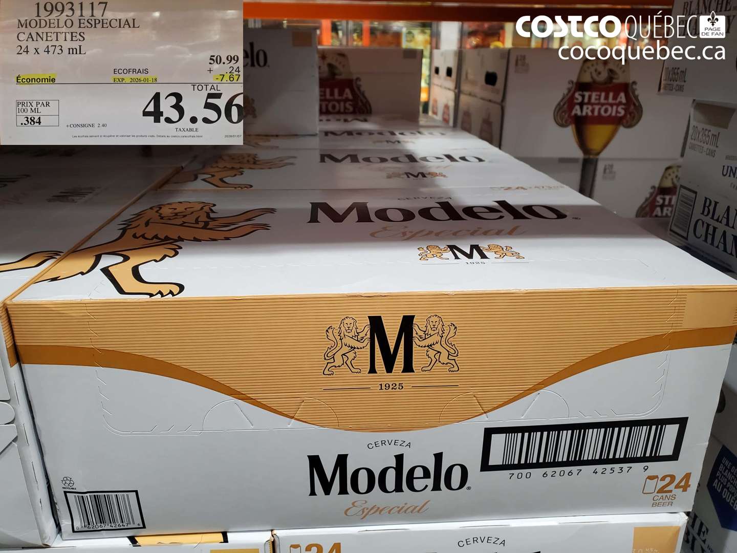 1993117 MODELO ESPECIAL CANETTES 24 x 473 ml ($7.67 INSTANT SAVINGS EXPIRES ON 2026-01-18) $43.56