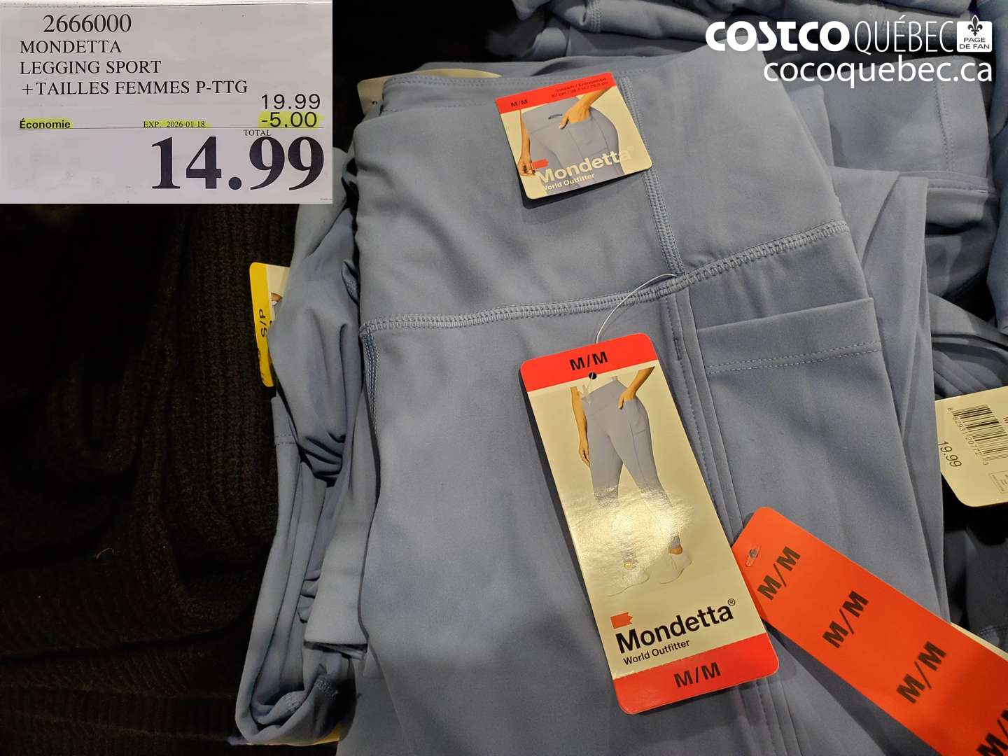 2666000 MONDETTA LEGGING SPORT +TAILLES FEMMES P-TTG ($5.00 INSTANT SAVINGS EXPIRES ON 2026-01-18) $14.99