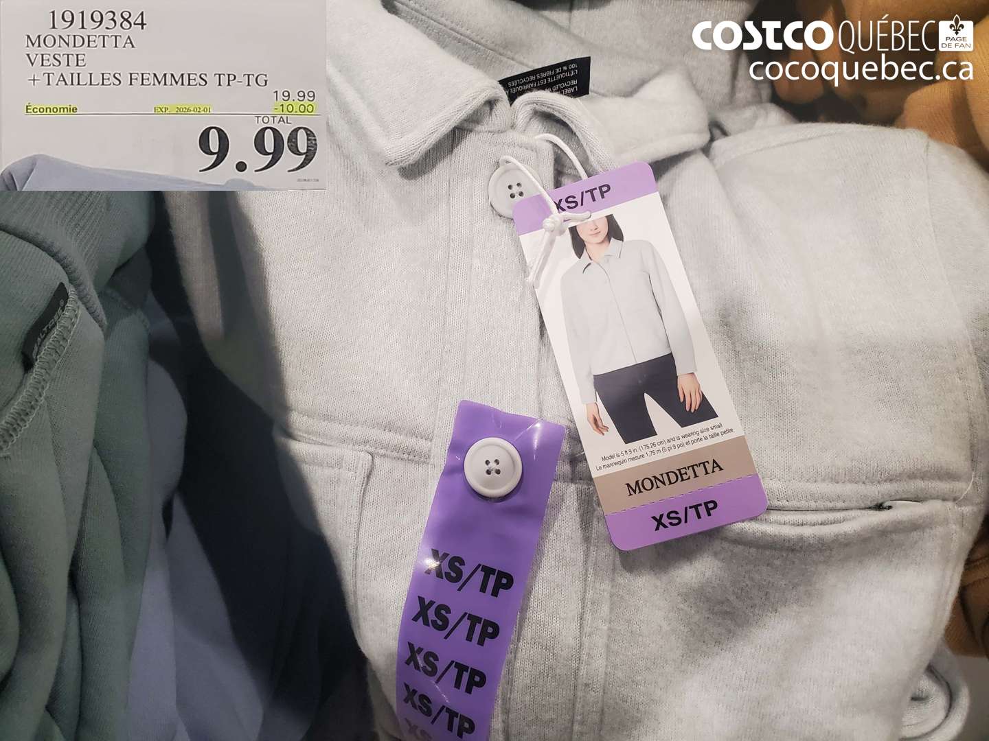 1919384 MONDETTA VESTE +TAILLES FEMMES TP-TG ($10.00 INSTANT SAVINGS EXPIRES ON 2026-02-01) $9.99