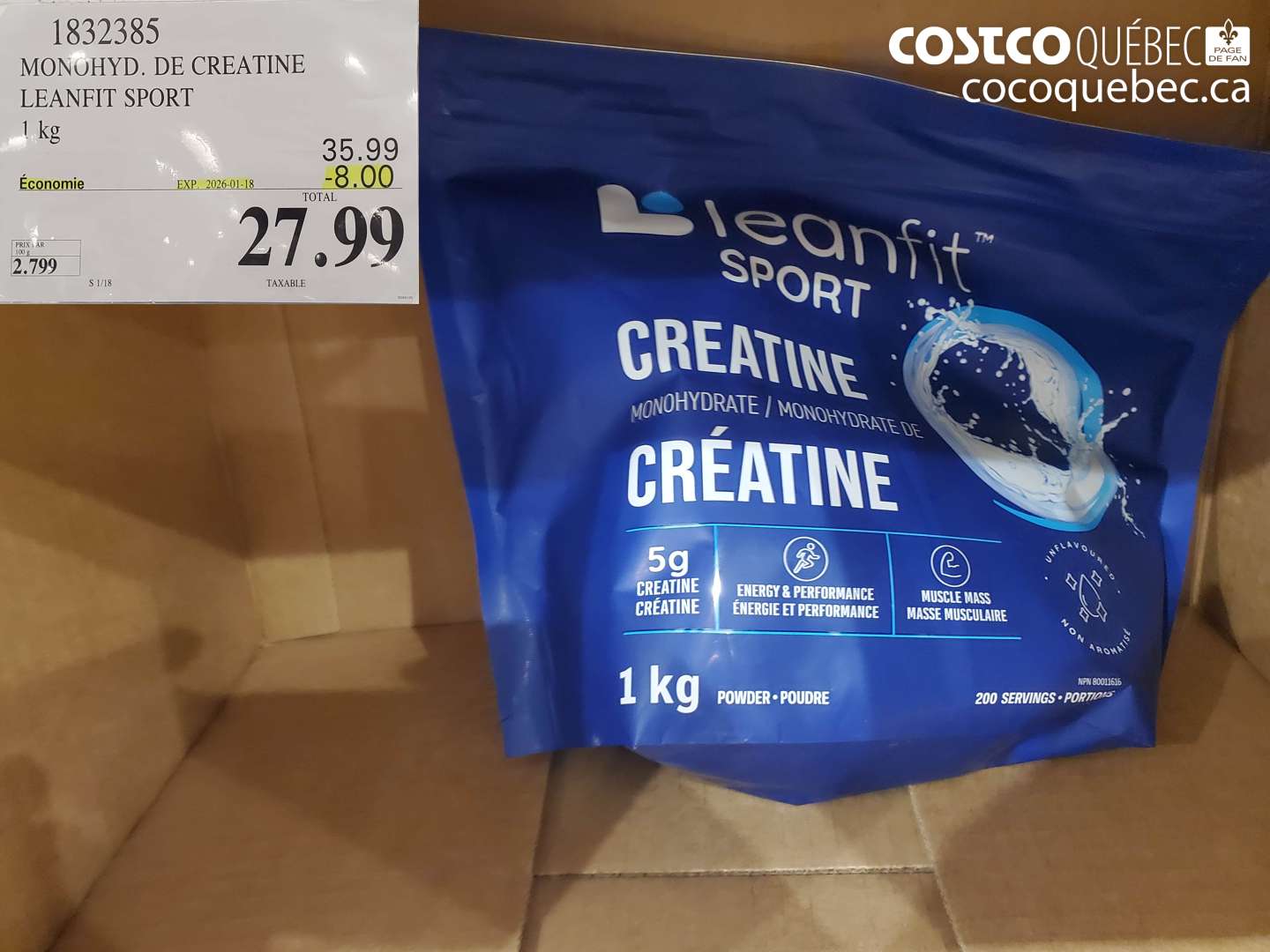 1832385 MONOHYD. DE CREATINE LEANFIT SPORT ($8.00 INSTANT SAVINGS EXPIRES ON 2026-01-18) $27.99