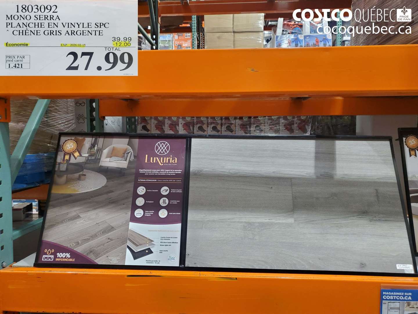 1803092 MONO SERRA PLANCHE EN VINYLE SPC * CHENE GRIS ARGENTE  ($12.00 INSTANT SAVINGS EXPIRES ON 2026-02-15) $27.99