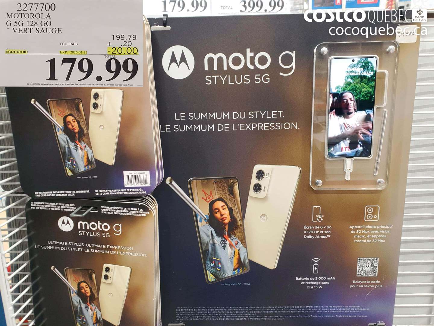 2277700 MOTOROLA G 5G 128 GO VERT SAUGE ($20.00 INSTANT SAVINGS EXPIRES ON 2026-01-31) $179.99