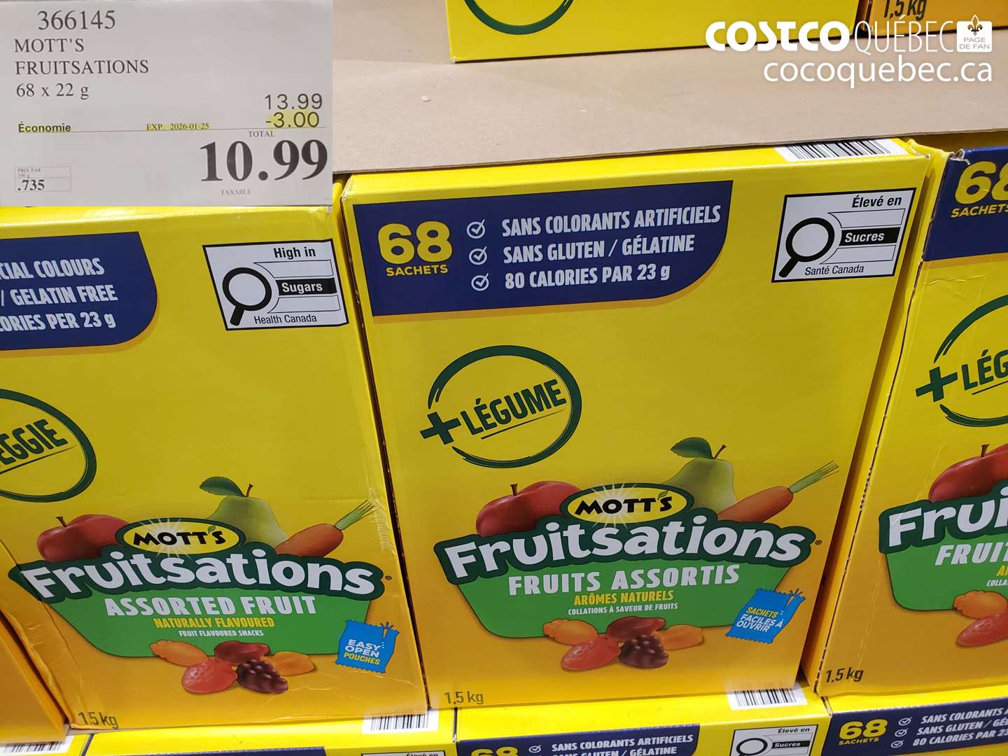 366145 MOTT'S FRUITSATIONS 68 x 22g  ($3.00 INSTANT SAVINGS EXPIRES ON 2026-01-25) $10.99