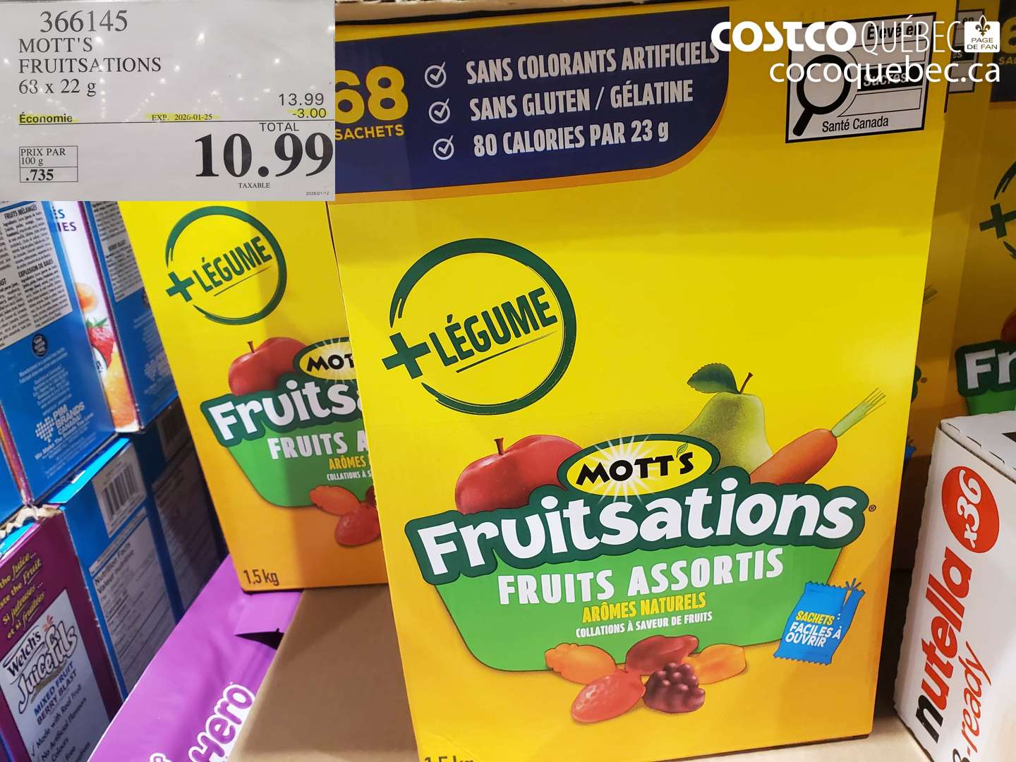 366145 MOTT'S FRUITSATIONS 68 x 22g  ($3.00 INSTANT SAVINGS EXPIRES ON 2026-01-25) $10.99
