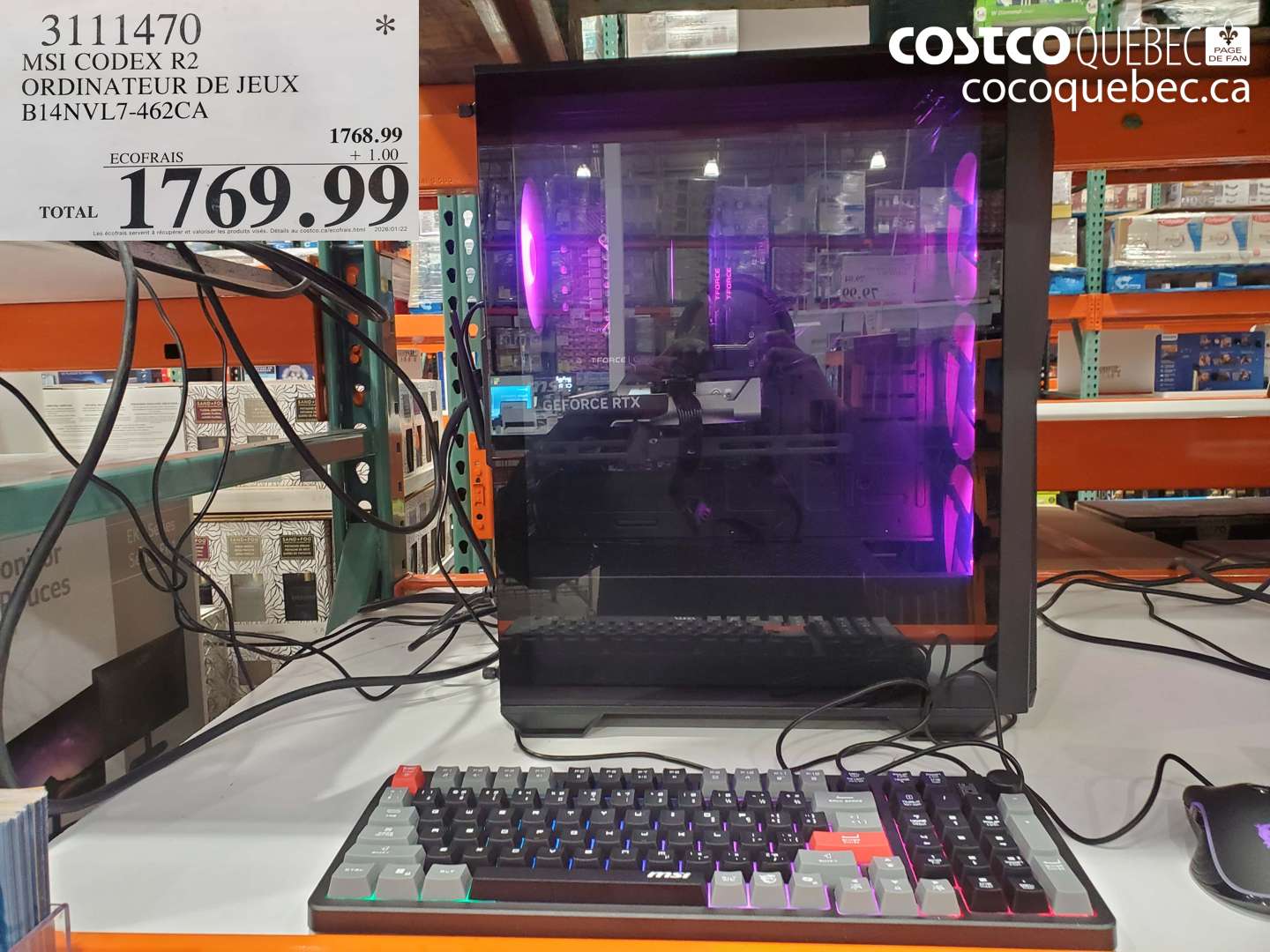 3111470 MSI CODEX R2 ORDINATEUR DE JEUX B14NVL7-462CA $1769.99