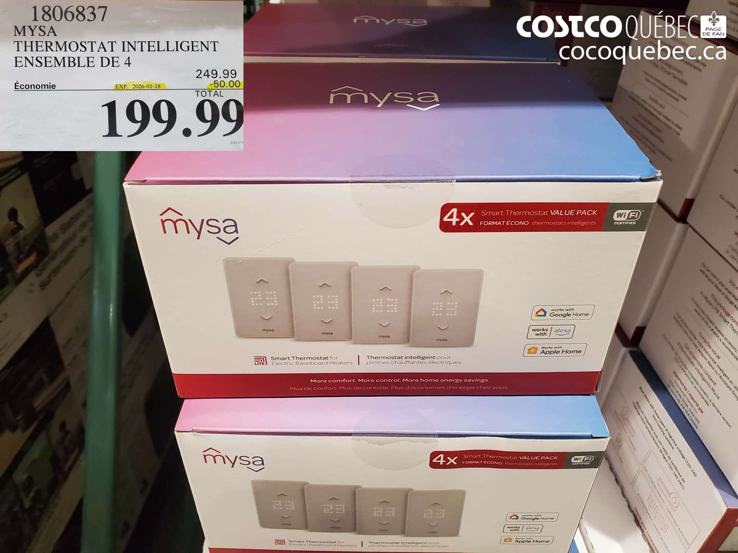 1806837 MYSA THERMOSTAT INTELLIGENT ENSEMBLE DE 4 ($50.00 INSTANT SAVINGS EXPIRES ON 2026-01-18) $199.99