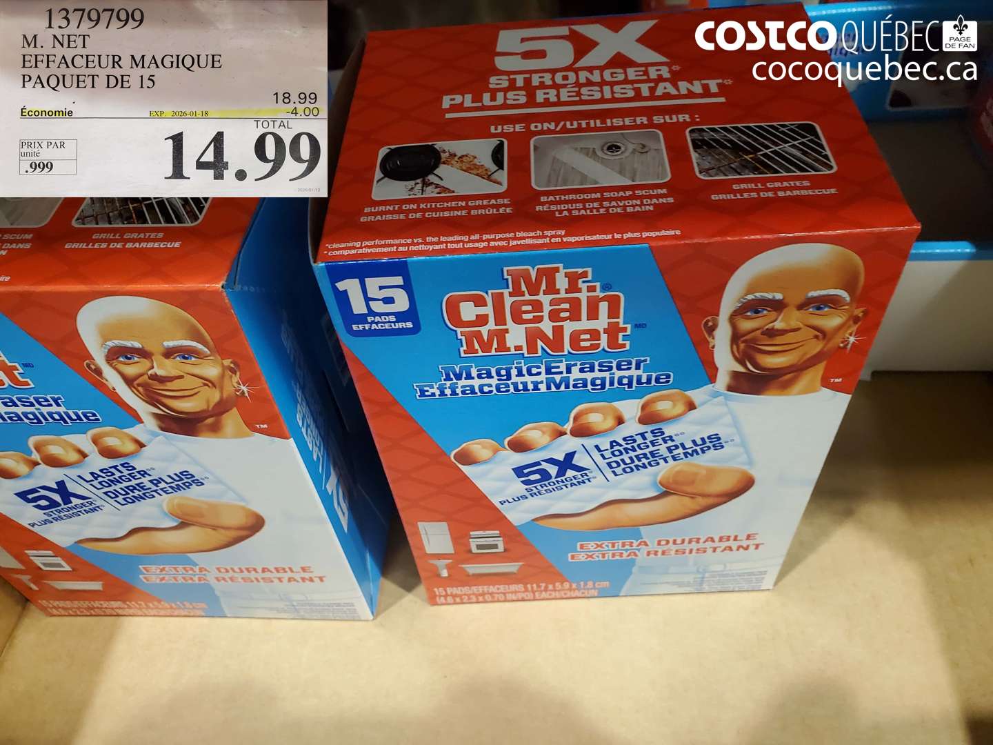 1379799 M. NET EFFACEUR MAGIQUE PAQUET DE 15  ($4.00 INSTANT SAVINGS EXPIRES ON 2026-01-18) $14.99
