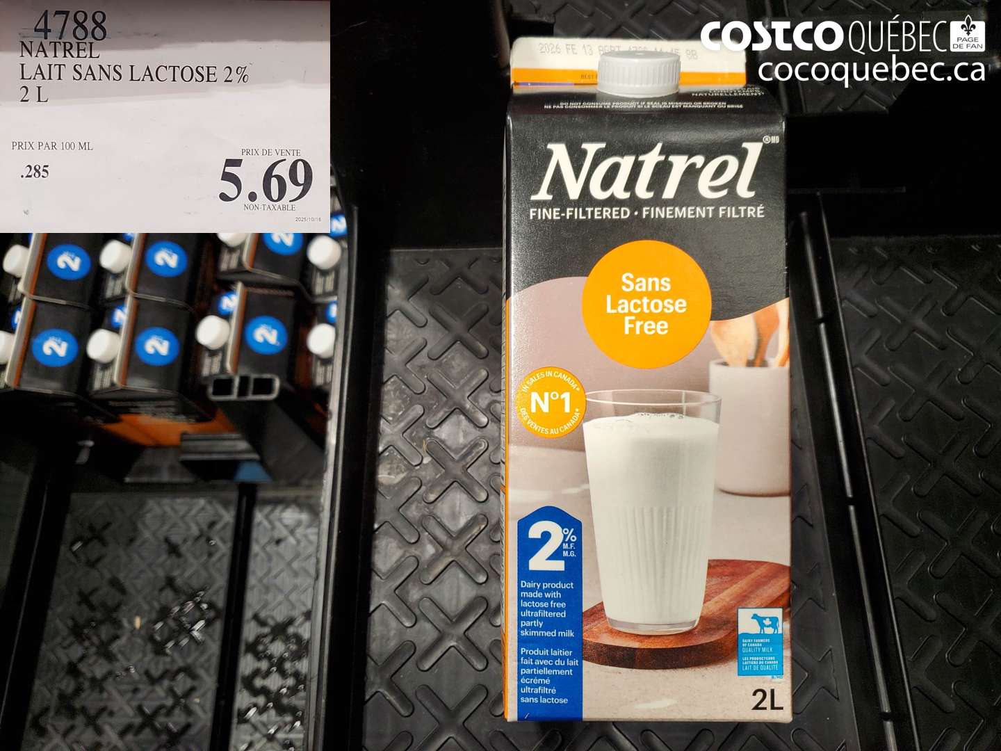 4788 NATREL LAIT SANS LACTOSE 2% 2 L $5.69