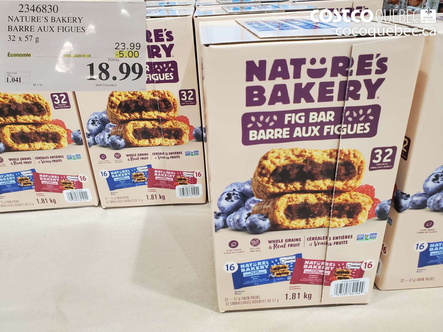 2346830 NATURE'S BAKERY BARRE AUX FIGUES ($5.00 INSTANT SAVINGS EXPIRES ON 2026-01-18) $18.99