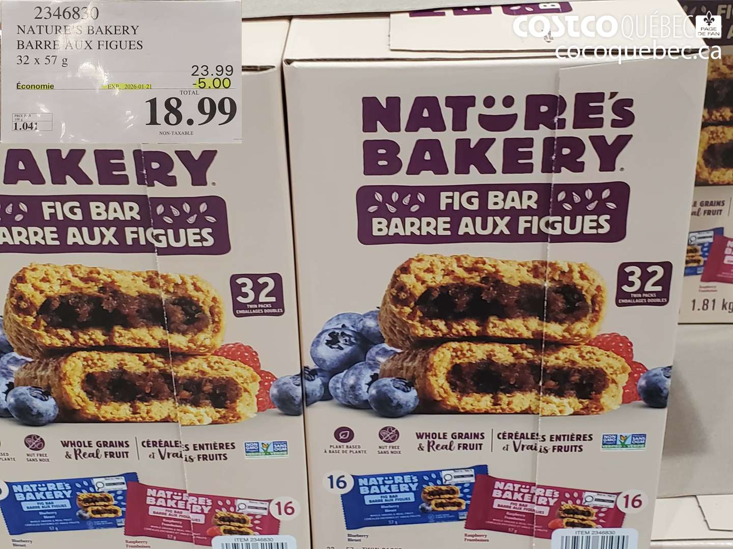 2346830 NATURE'S BAKERY BARRE AUX FIGUES ($5.00 INSTANT SAVINGS EXPIRES ON 2026-01-21) $18.99