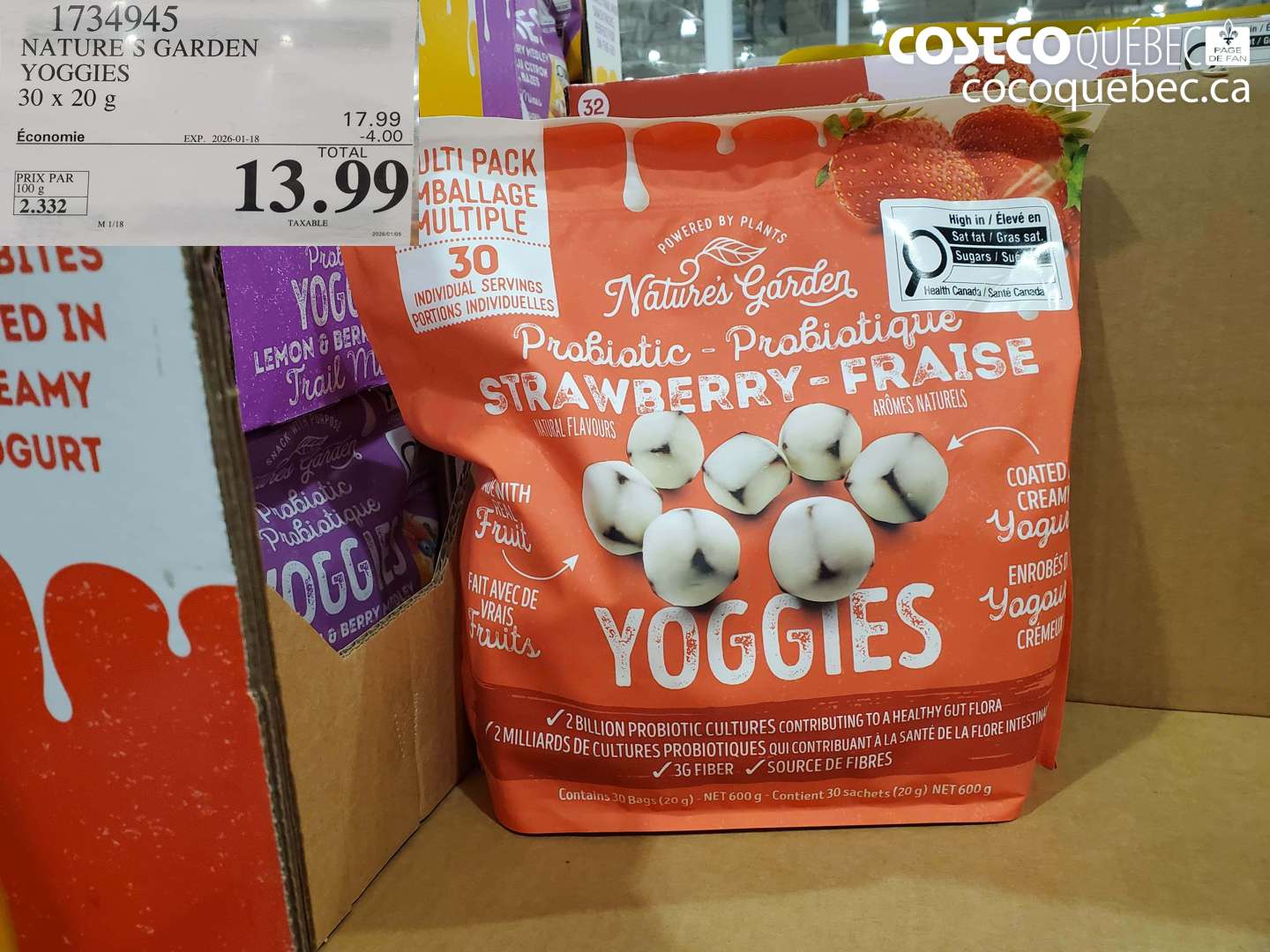 1734945 NATURE'S GARDEN YOGGIES, 30 x 20 g ($4.00 INSTANT SAVINGS EXPIRES ON 2026-01-18) $13.99