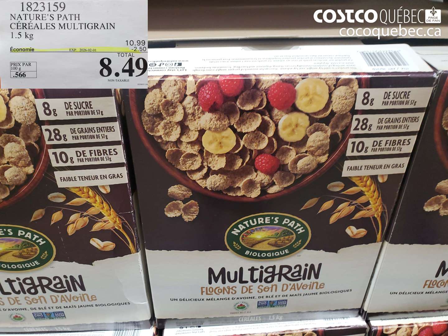 1823159 NATURE'S PATH CÉRÉALES MULTIGRAIN 1.5 kg ($2.50 INSTANT SAVINGS EXPIRES ON 2026-02-01) $8.49
