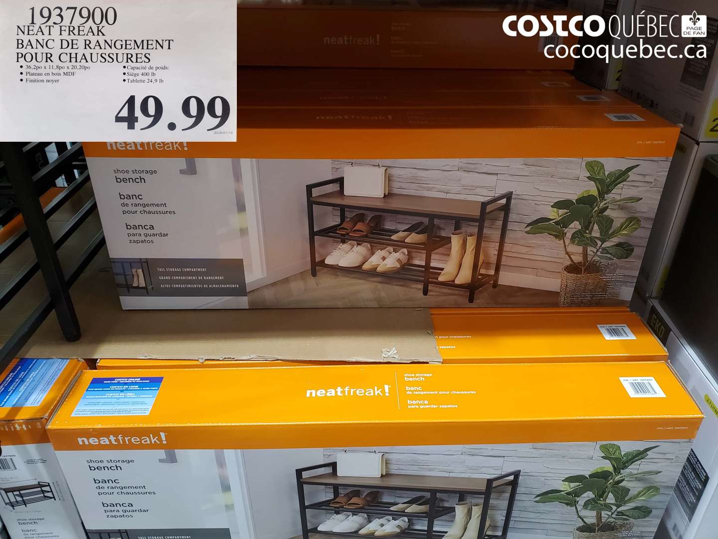 1937900 NEAT FREAK BANC DE RANGEMENT POUR CHAUSSURES $49.99