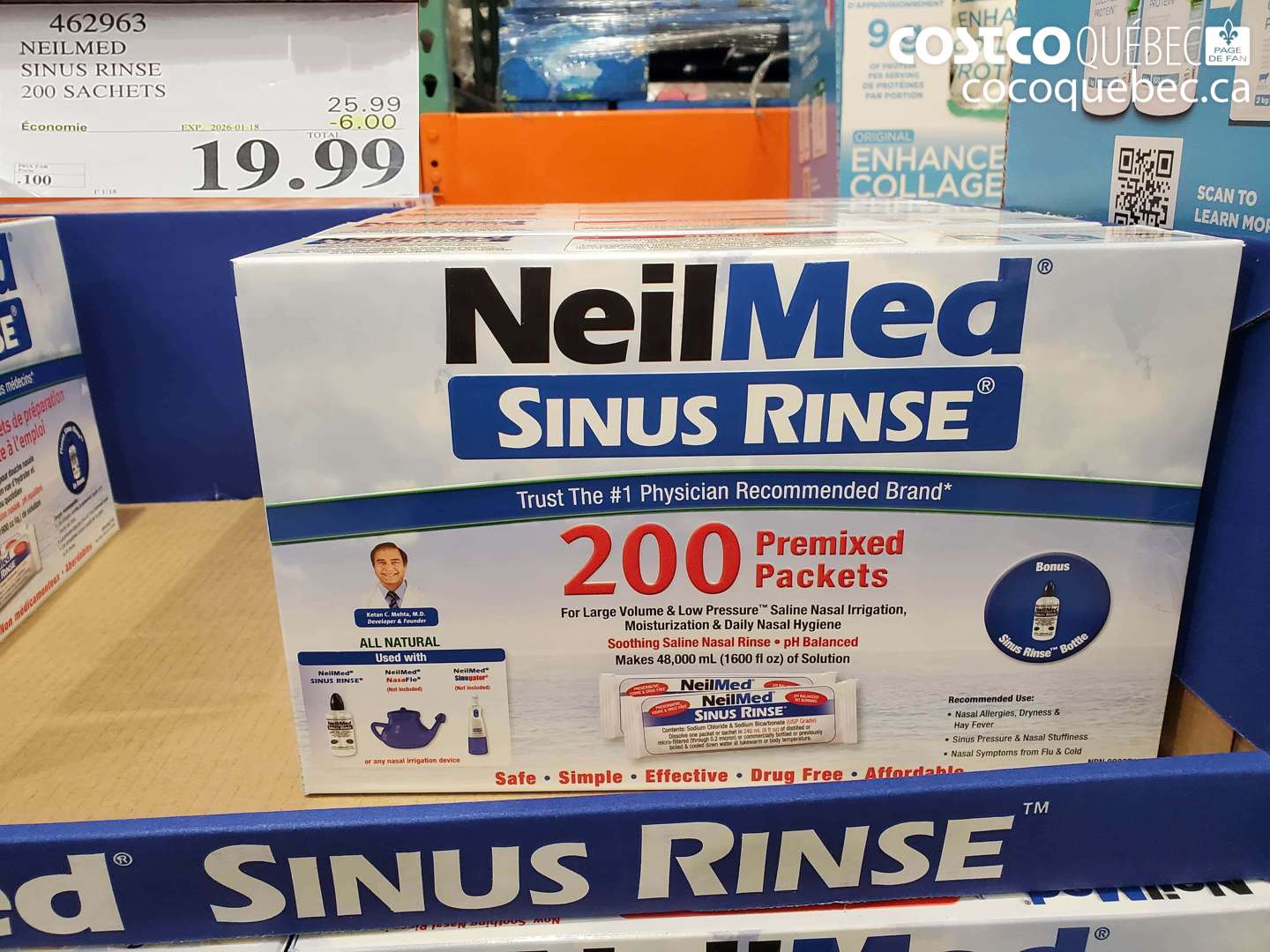 462963 NEILMED SINUS RINSE 200 SACHETS ($6.00 INSTANT SAVINGS EXPIRES ON 2026-01-18) $19.99
