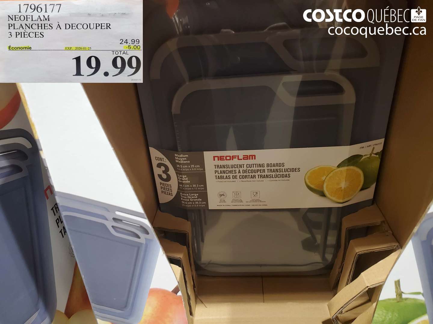 1796177 NEOFLAM PLANCHES À DÉCOUPER 3 PIÈCES ($5.00 INSTANT SAVINGS EXPIRES ON 2026-01-25) $19.99