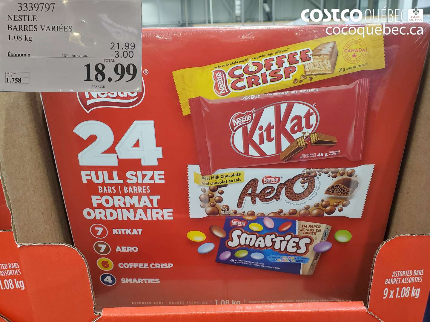 3339797 NESTLE BARRES VARIÉES 1.08 kg ($3.00 INSTANT SAVINGS EXPIRES ON 2026-01-04) $18.99