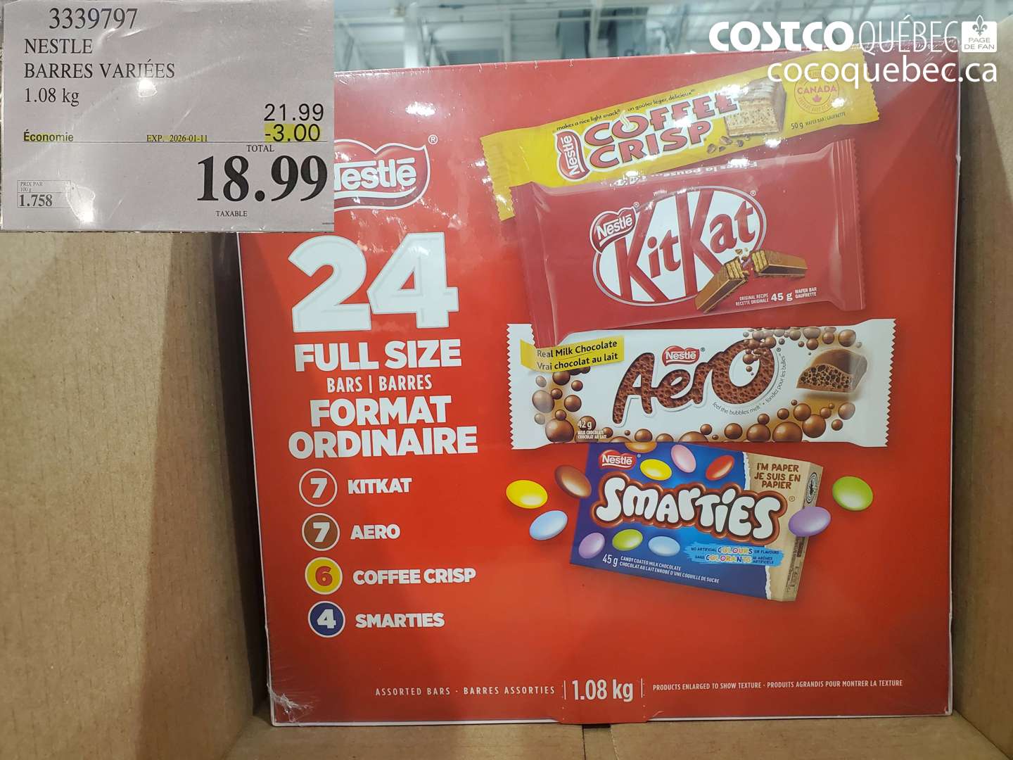 3339797 NESTLE BARRES VARIÉES 1.08 kg ($3.00 INSTANT SAVINGS EXPIRES ON 2026-01-11) $18.99