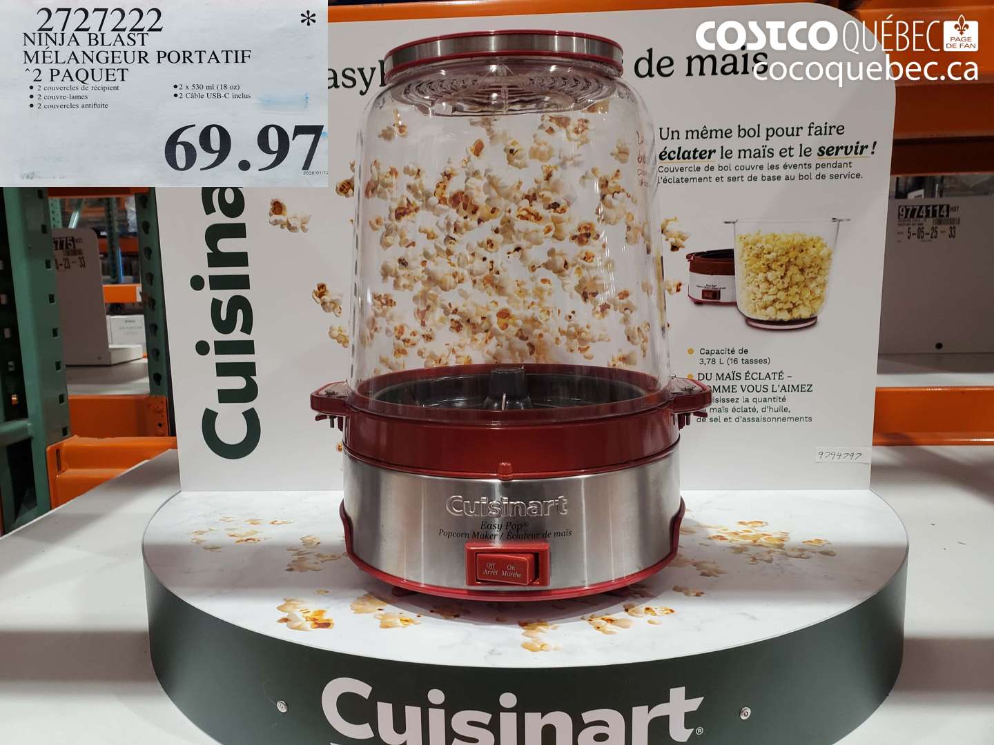 2727222 NINJA BLAST MÉLANGEUR PORTATIF 2 PAQUET $69.97