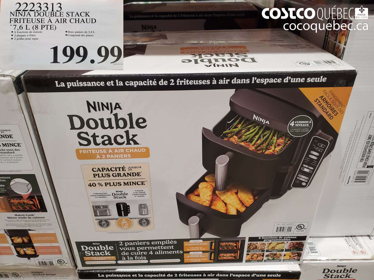 2223313 NINJA DOUBLE STACK FRITEUSE À AIR CHAUD 7,6 L (8 PTE) $199.99
