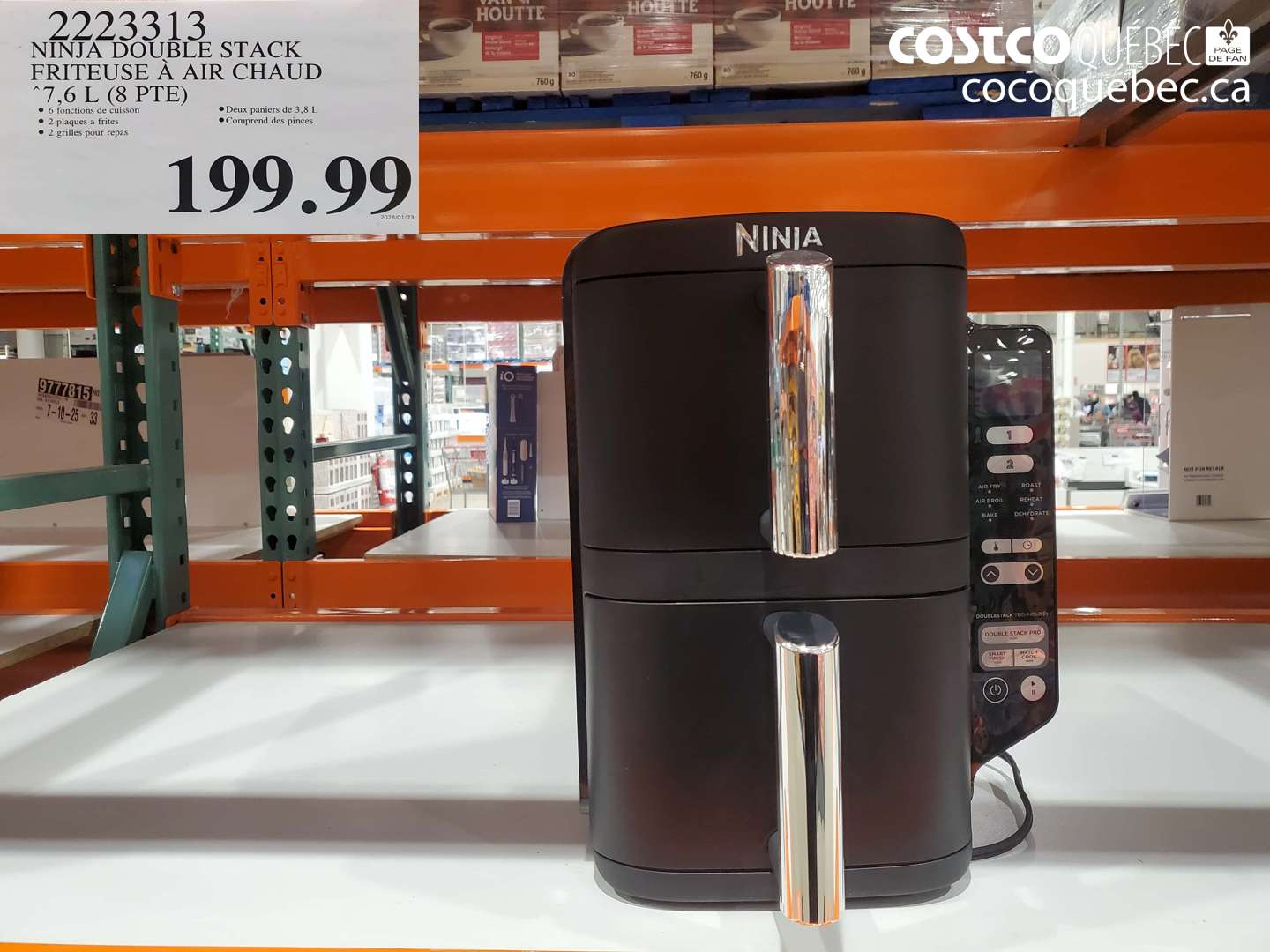 2223313 NINJA DOUBLE STACK FRITEUSE À AIR CHAUD 7,6 L (8 PTE) $199.99