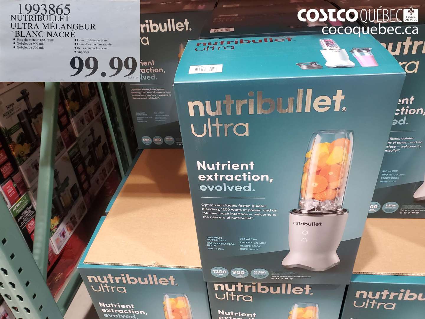 1993865 NUTRIBULLET ULTRA MELANGEUR BLANC NACRE $99.99