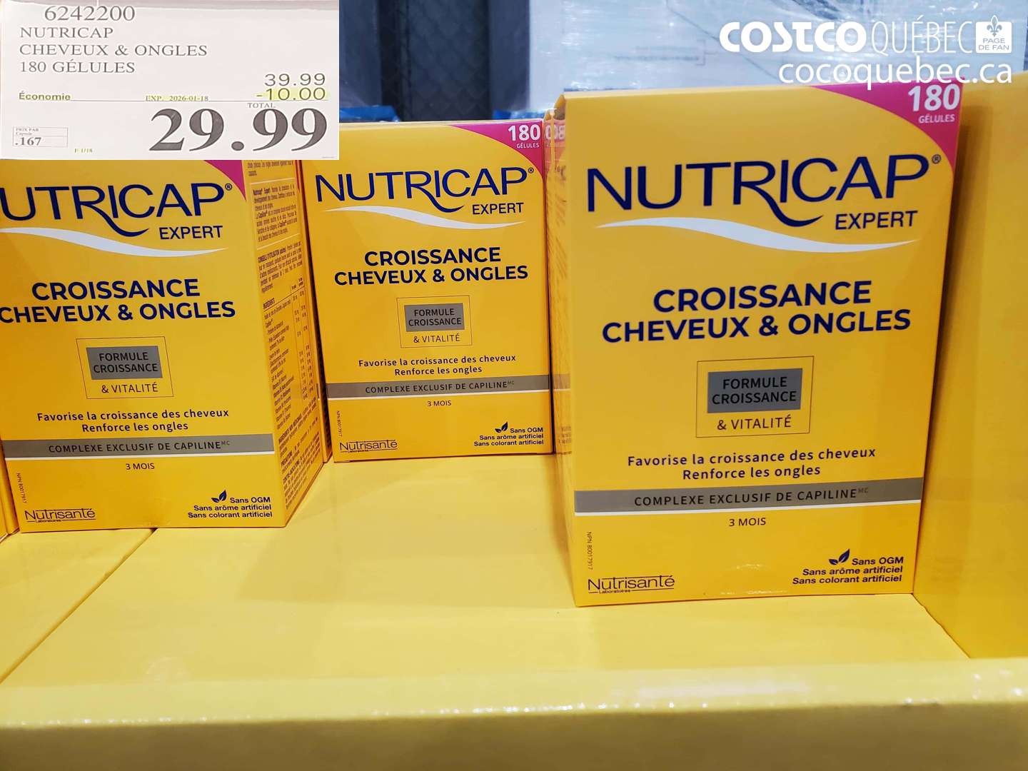 6242200 NUTRICAP CHEVEUX & ONGLES 180 GÉLULES ($10.00 INSTANT SAVINGS EXPIRES ON 2026-01-18) $29.99