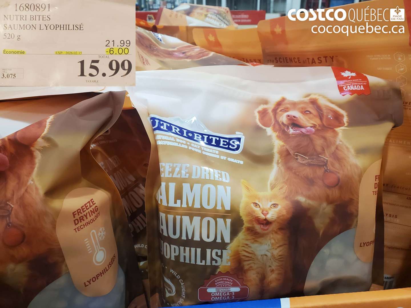 1680891 NUTRI BITES SAUMON LYOPHILISÉ 520 g ($6.00 INSTANT SAVINGS EXPIRES ON 2026-02-15) $15.99