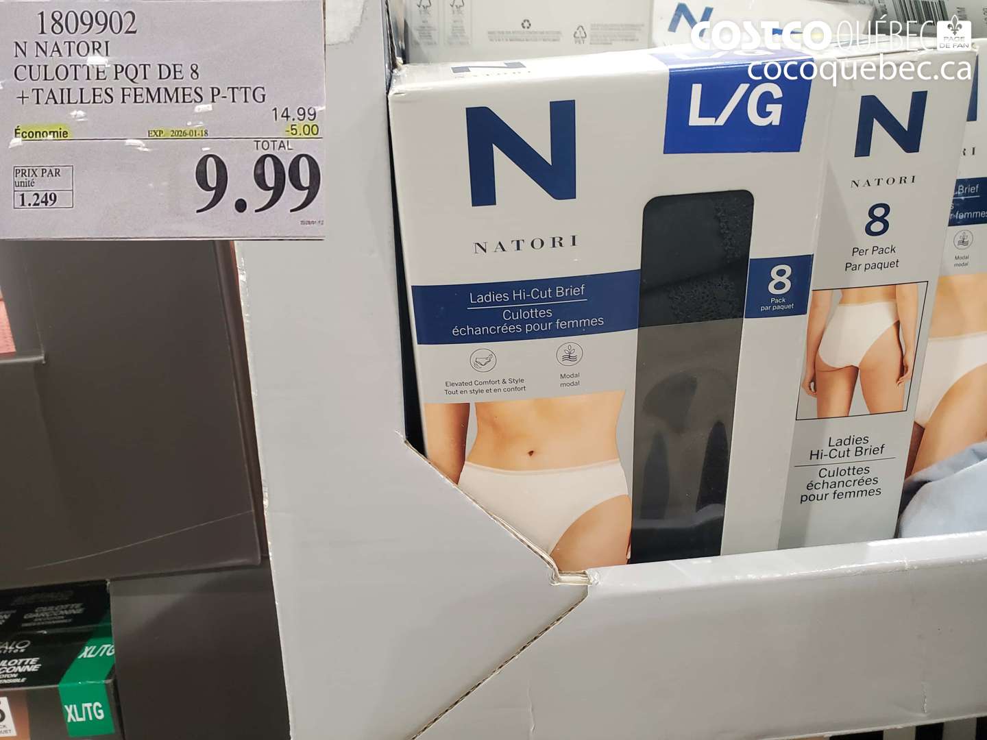 1809902 N NATORI CULOTTE PQT DE 8 + TAILLES FEMMES P-TTG ($5.00 INSTANT SAVINGS EXPIRES ON 2026-01-18) $9.99