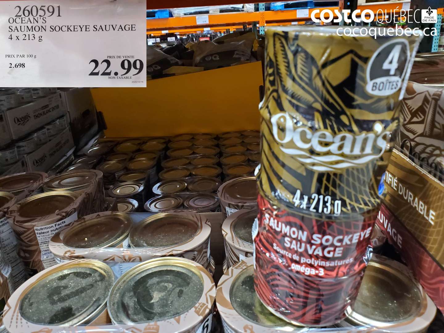 260591 OCEAN'S SAUMON SOCKEYE SAUVAGE 4 x 213 g $22.99