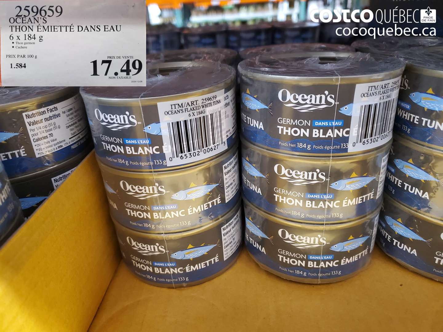 259659 OCEAN'S THON ÉMIETÉ DANS EAU $17.49