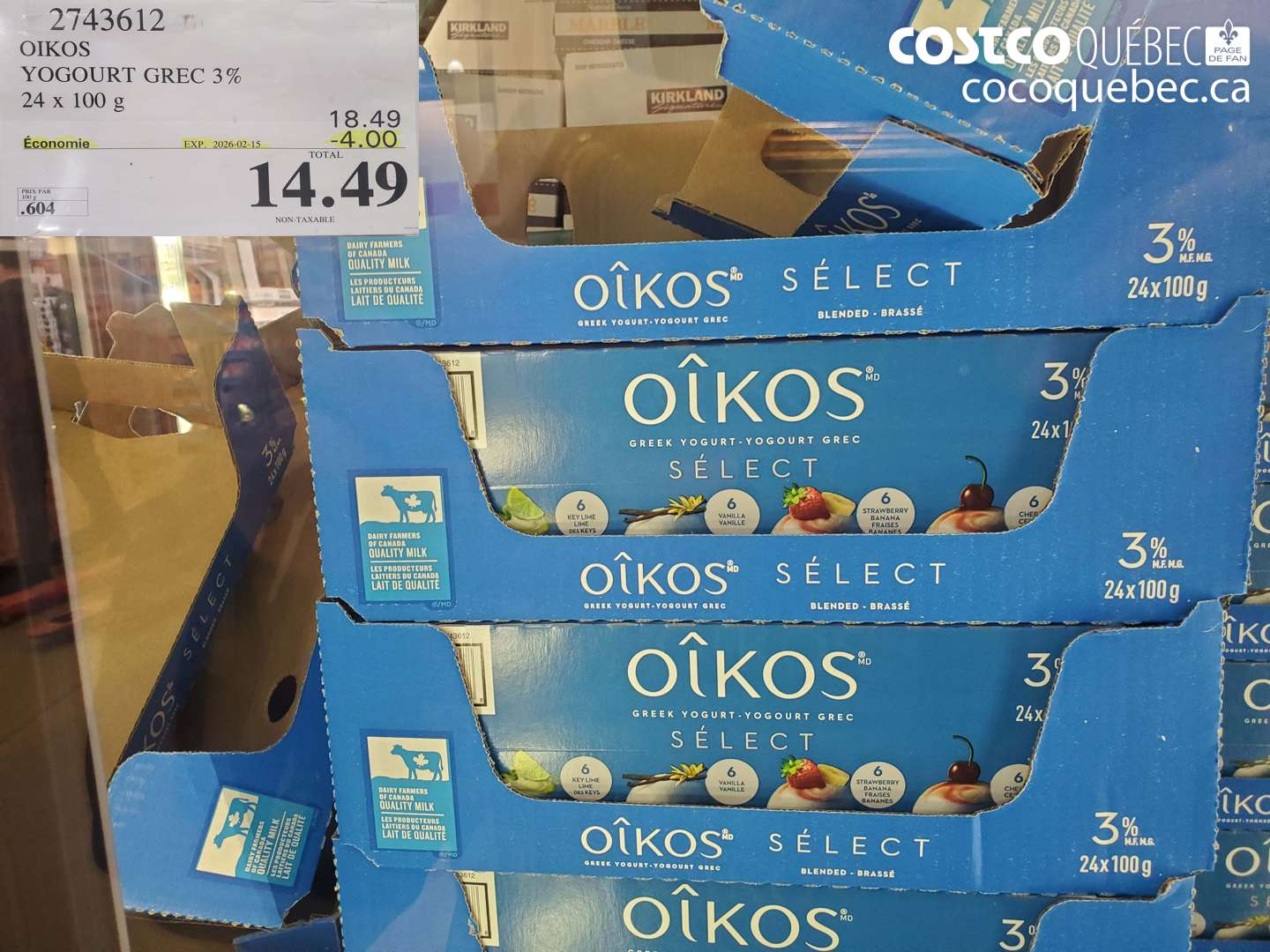2743612 OIKOS YOGURT 3% 24x 100 g  ($4.00 INSTANT SAVINGS EXPIRES ON 2026-02-15) $14.49