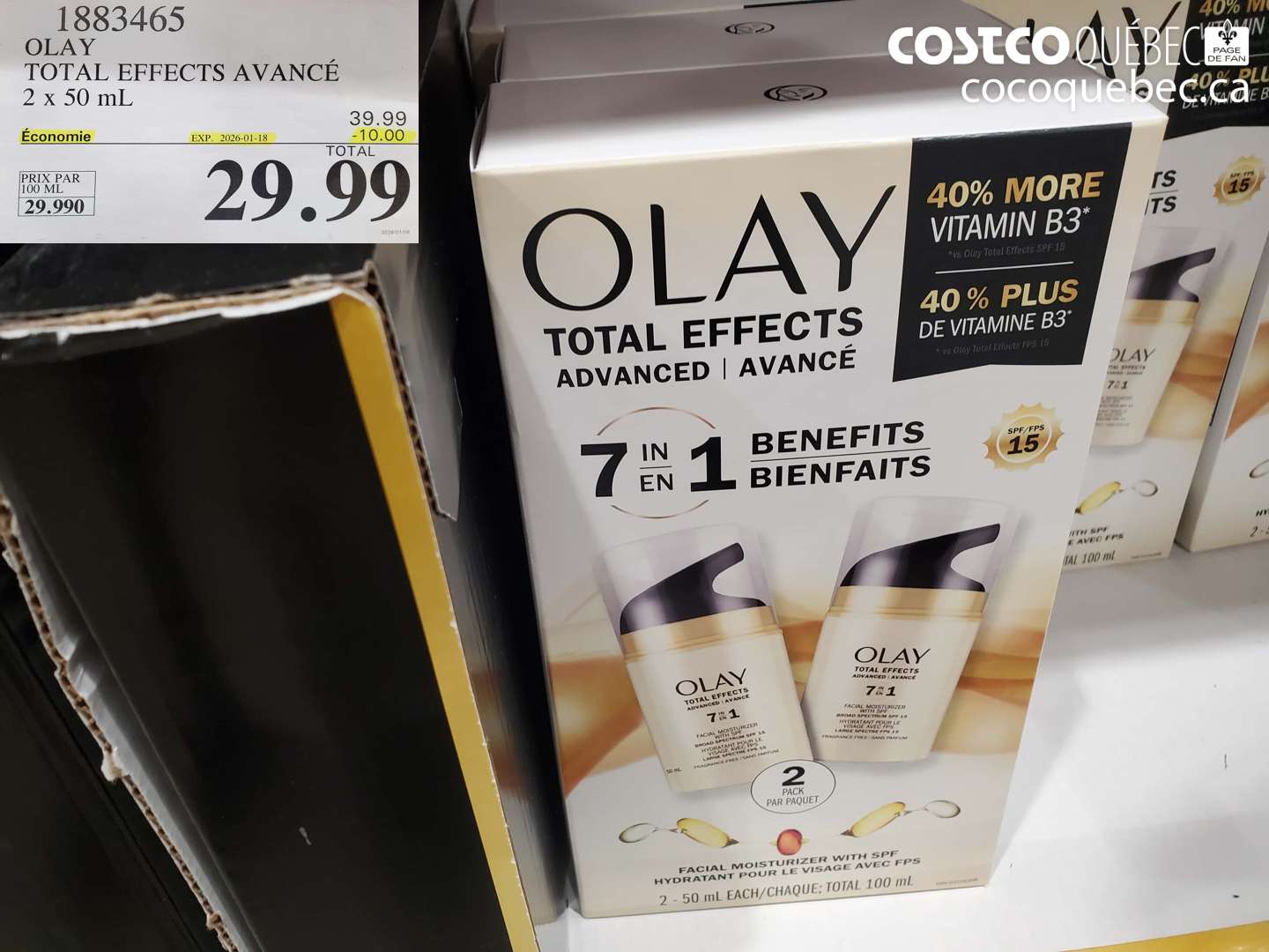 1883465 OLAY TOTAL EFFECTS AVANCÉ 2 x 50 mL ($10.00 INSTANT SAVINGS EXPIRES ON 2026-01-18) $29.99