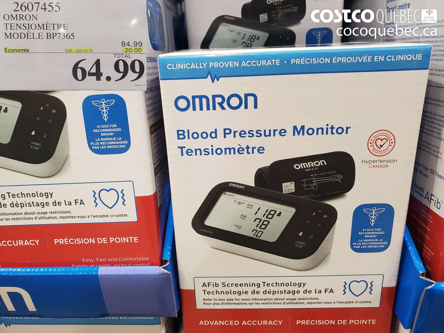 2607455 OMRON | TENSIOMETRE MODELE BP7365  ($20.00 INSTANT SAVINGS EXPIRES ON 2026-02-15) $64.99