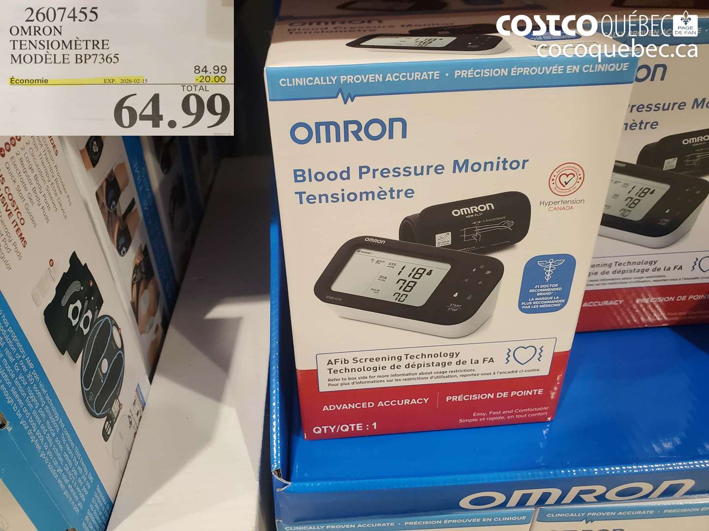 2607455 OMRON | TENSIOMETRE MODELE BP7365  ($20.00 INSTANT SAVINGS EXPIRES ON 2026-02-15) $64.99