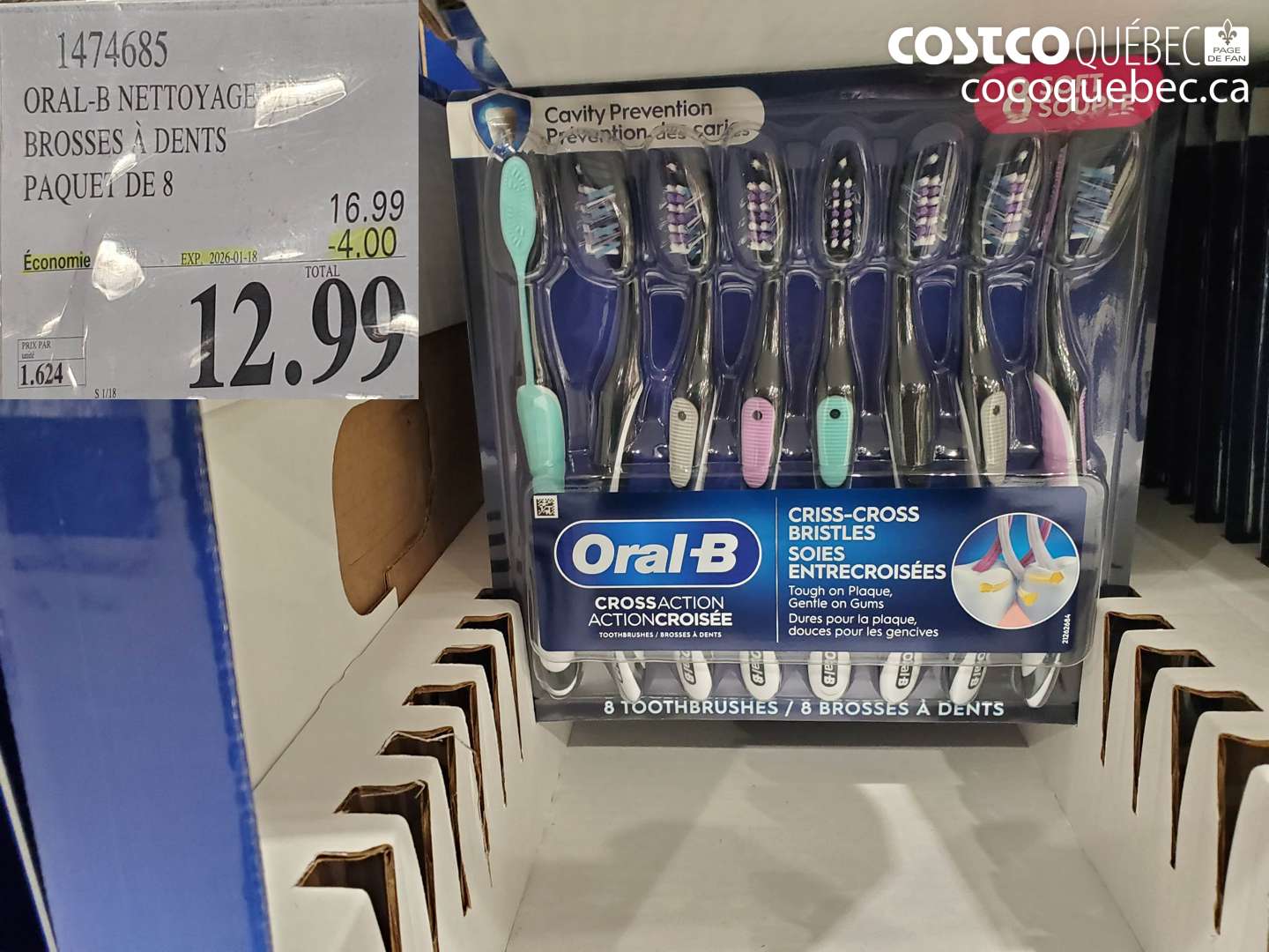 1474685 ORAL-B NETTOYAGE MAX BROSSES À DENTS PAQUET DE 8 ($4.00 INSTANT SAVINGS EXPIRES ON 2026-01-18) $12.99