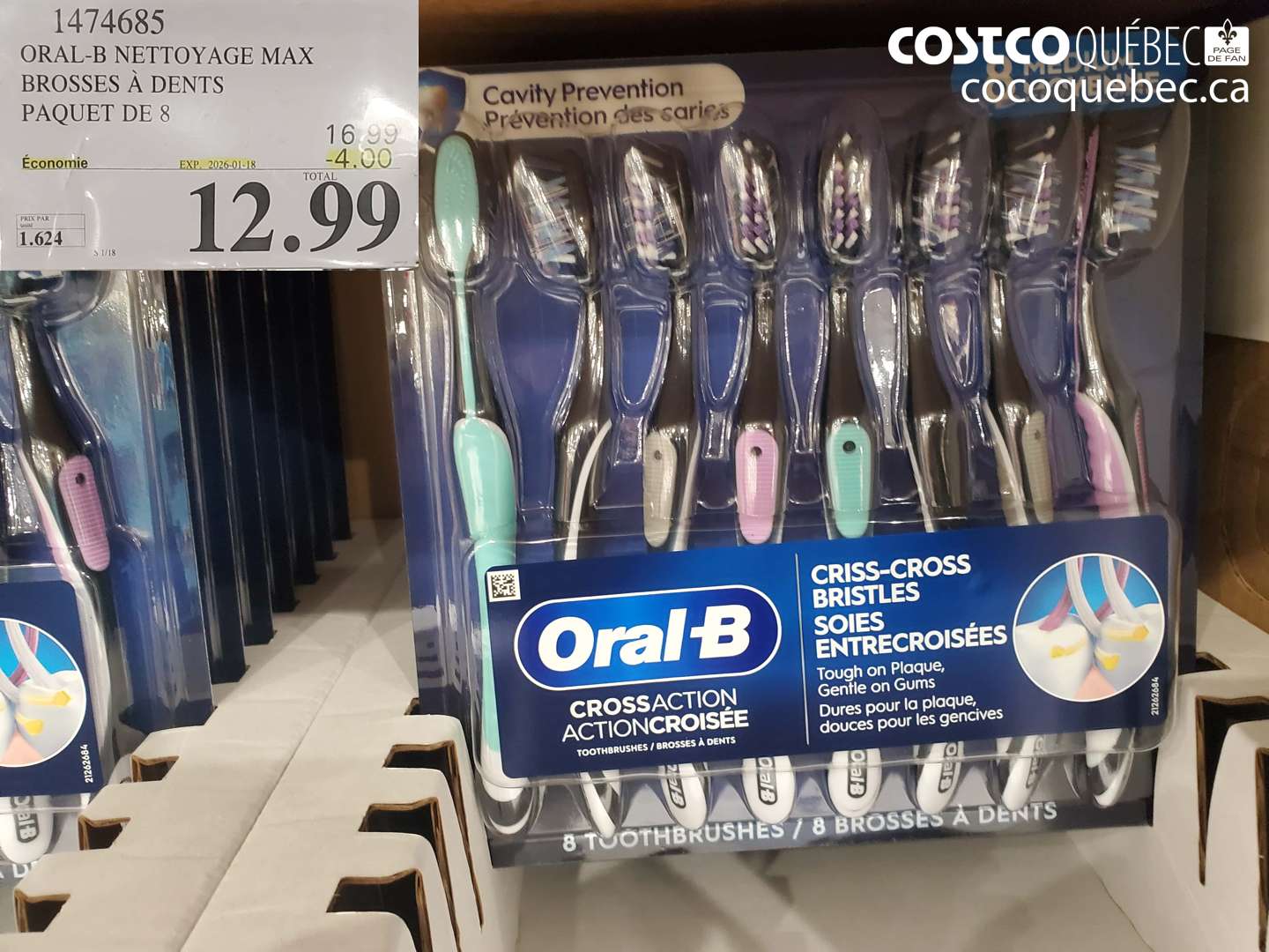 1474685 ORAL-B NETTOYAGE MAX BROSSES À DENTS PAQUET DE 8 ($4.00 INSTANT SAVINGS EXPIRES ON 2026-01-18) $12.99