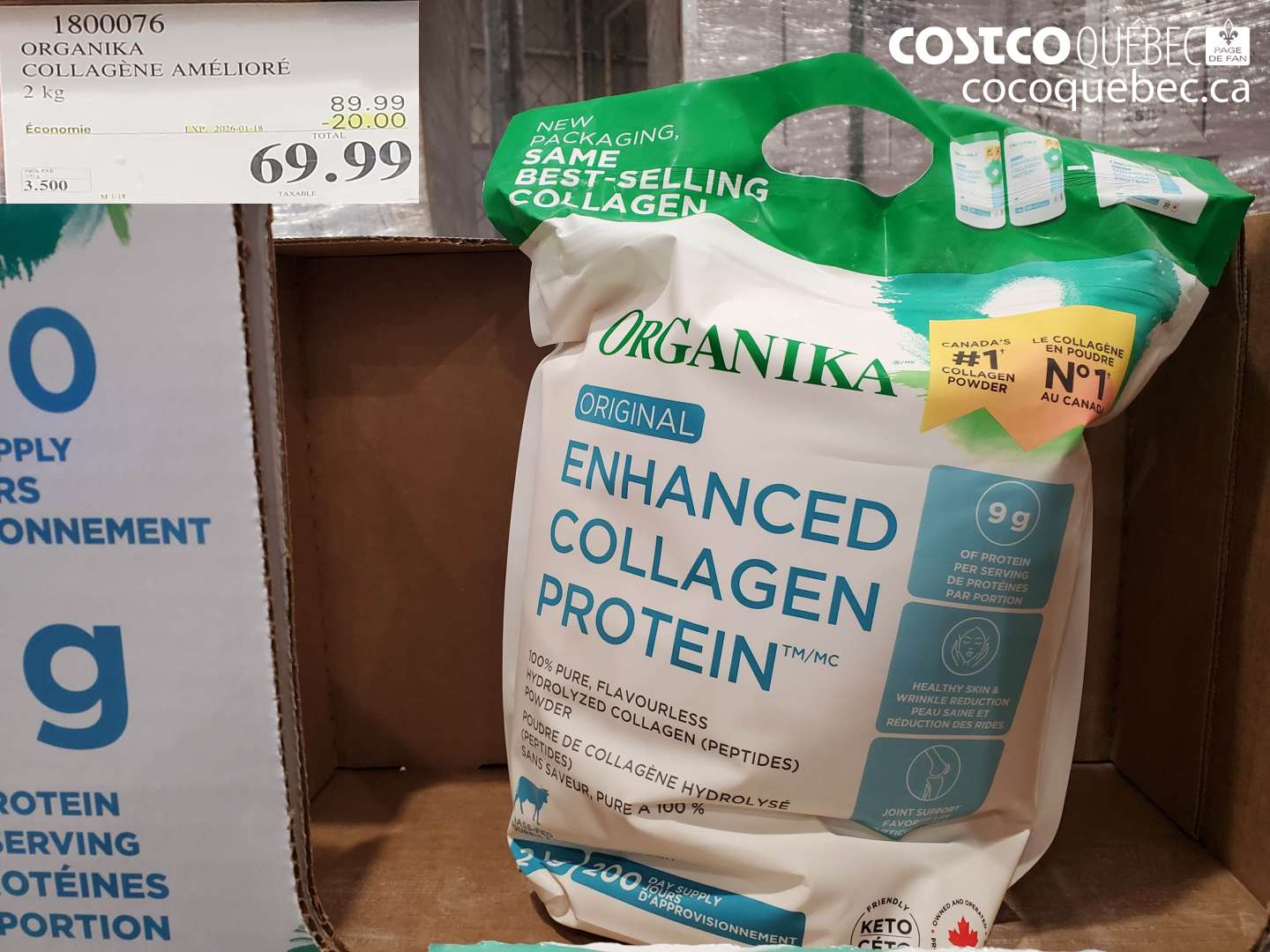 1800076 ORGANIKA COLLAGÈNE AMÉLIORÉ 2 kg ($20.00 INSTANT SAVINGS EXPIRES ON 2026-01-18) $69.99