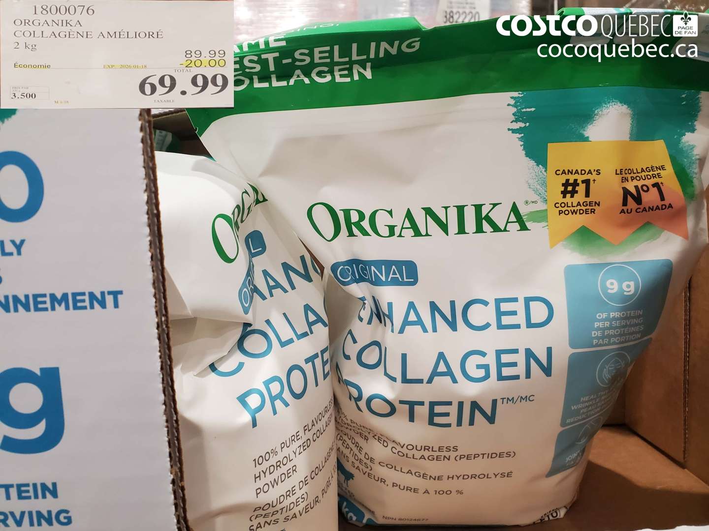 1800076 ORGANIKA COLLAGÈNE AMÉLIORÉ 2 kg ($20.00 INSTANT SAVINGS EXPIRES ON 2026-01-18) $69.99